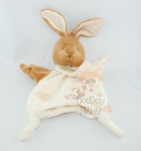  lapin marionnette coton bio blanc marron bandana 